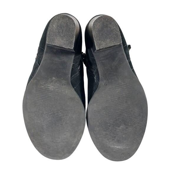 LIMELIGHT! BLACK GENUINE SUEDE LEATHER CHUNKY HEEL 2 ZIPPER ANKLE BOOTS! SZ 9M - Picture 9 of 10